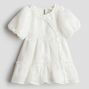 H&M Kids Girls White Ruffle Dress NWT